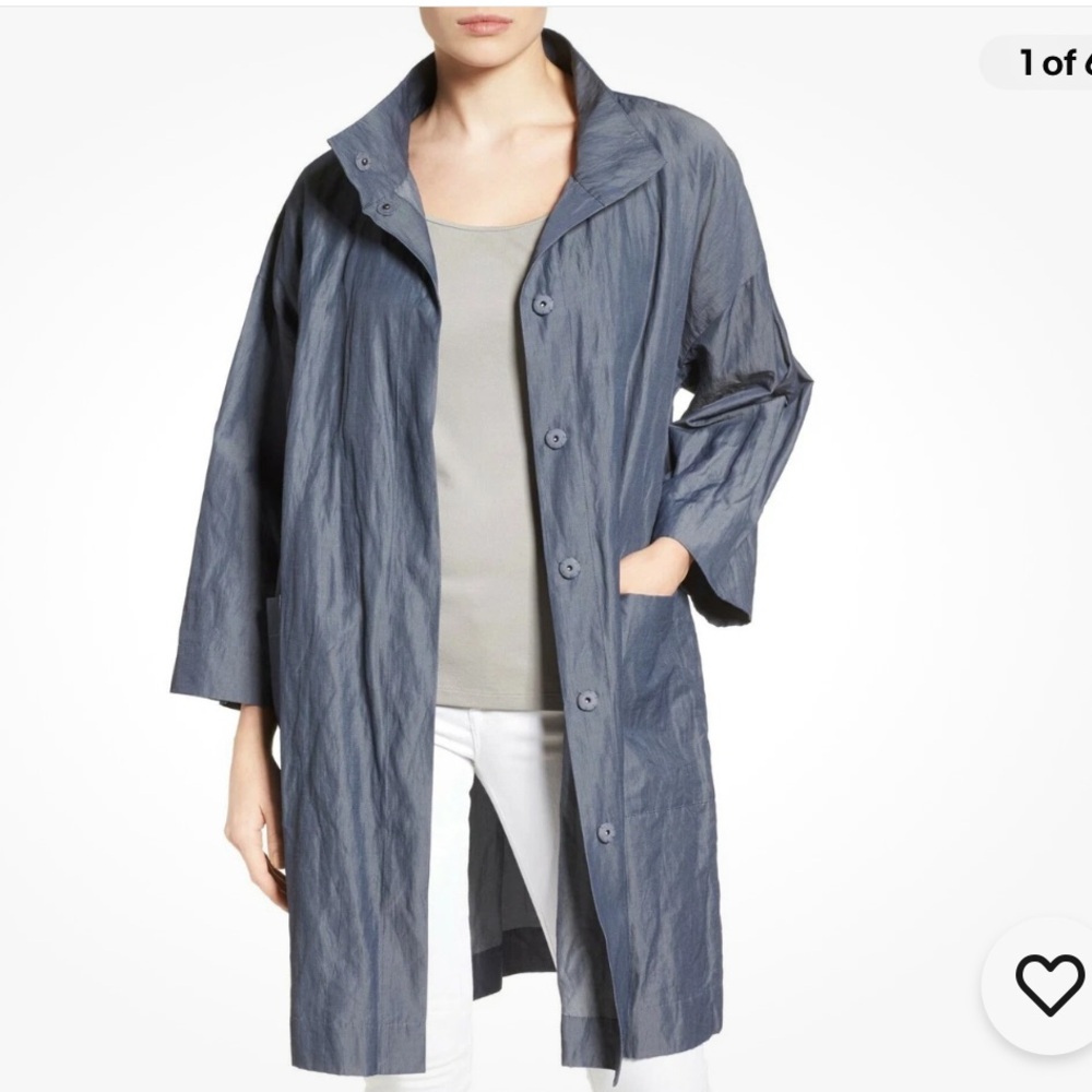 Eileen Fisher Jacket Organic Cotton Metal Coat